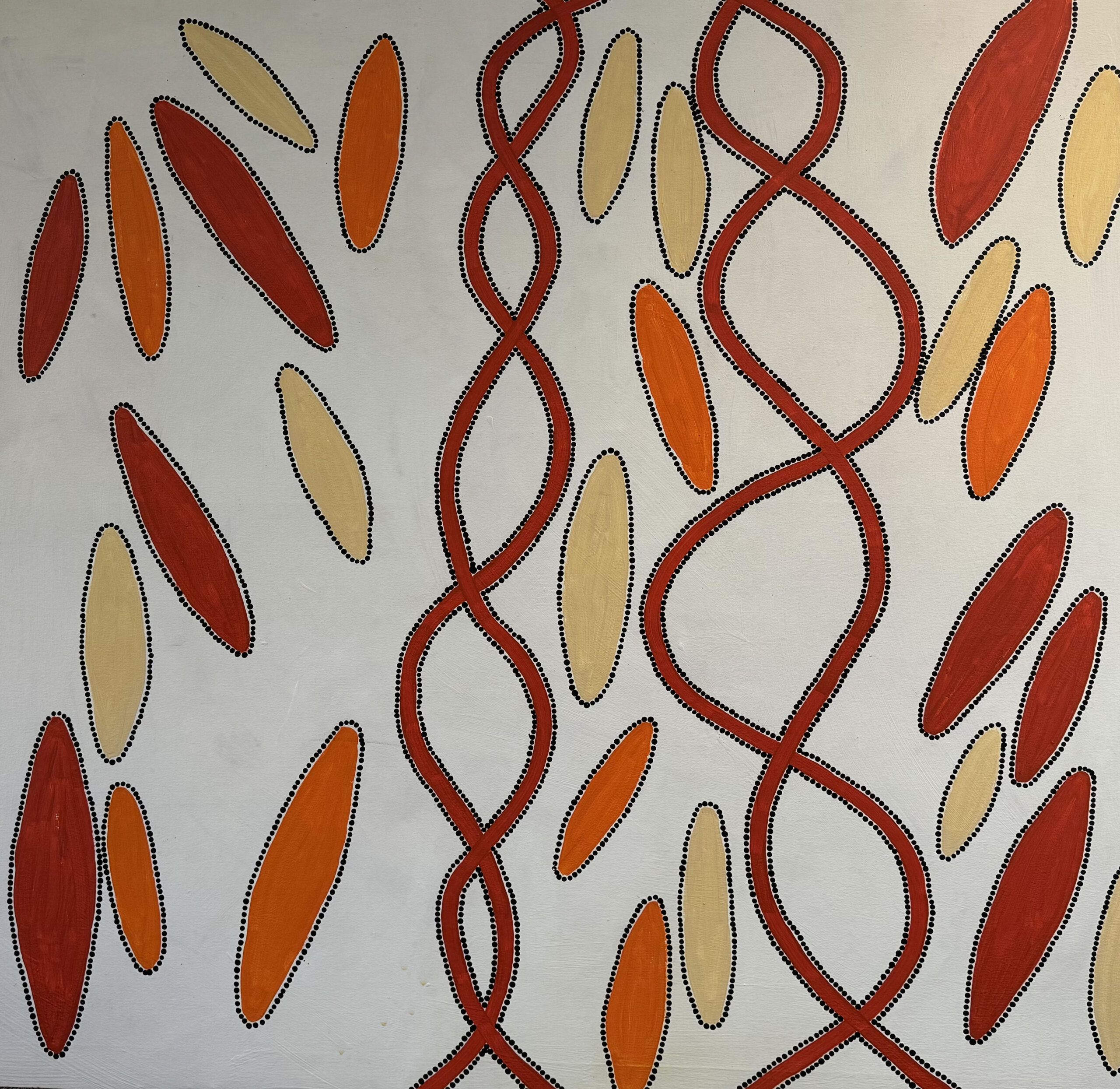 Robin Tjapanangka Granite Vines & Digging Sticks (white)