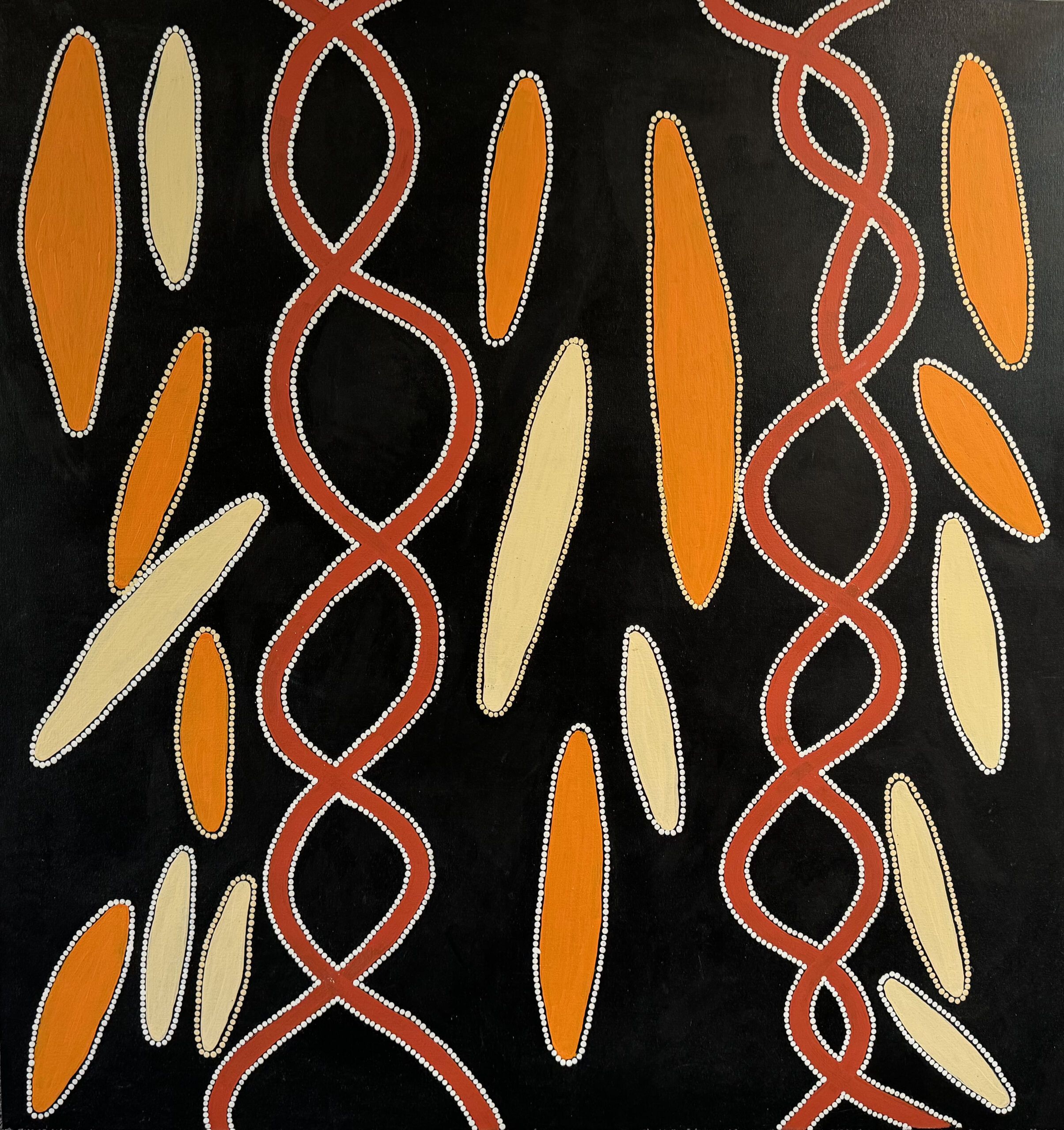 Robin Tjapanangka Granite Vines & Digging Sticks (black)s